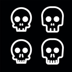 Skulls and crossbones. Skulls with cross icon collection isolated on white background. Death logo, symbol, sign. pirate symbol. Vector graphic. 