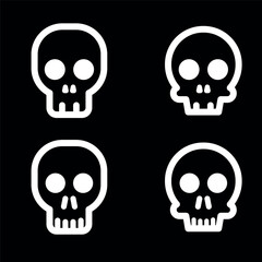 Skulls and crossbones. Skulls with cross icon collection isolated on white background. Death logo, symbol, sign. pirate symbol. Vector graphic. 