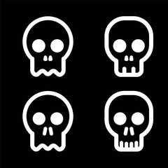 Skulls and crossbones. Skulls with cross icon collection isolated on white background. Death logo, symbol, sign. pirate symbol. Vector graphic. 