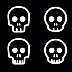 Skulls and crossbones. Skulls with cross icon collection isolated on white background. Death logo, symbol, sign. pirate symbol. Vector graphic. 