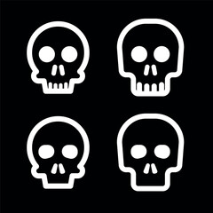 Skulls and crossbones. Skulls with cross icon collection isolated on white background. Death logo, symbol, sign. pirate symbol. Vector graphic. 