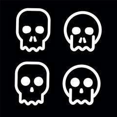 Skulls and crossbones. Skulls with cross icon collection isolated on white background. Death logo, symbol, sign. pirate symbol. Vector graphic. 
