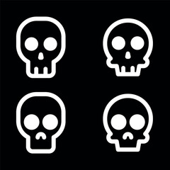 Skulls and crossbones. Skulls with cross icon collection isolated on white background. Death logo, symbol, sign. pirate symbol. Vector graphic. 