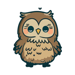 Cute Baby Owl love and happy expression sticker, flat cartoon style vector illustration with isolated background