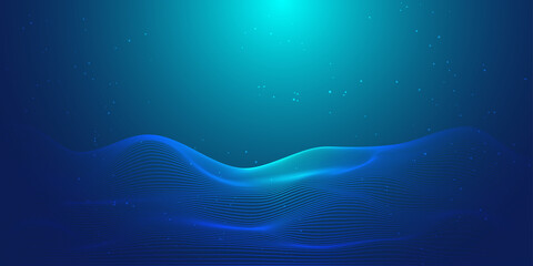 Futuristic technology background.Blue line wave light screen abstract illustration.