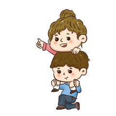 Cute kids with illustration on transperent backgound. Printable with high quality. 