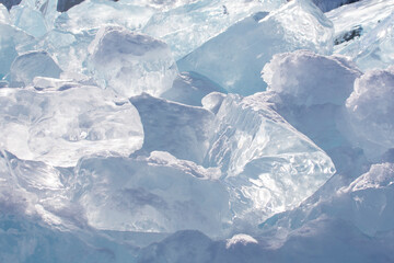 Fototapeta na wymiar Pieces of ice on Lake Baikal, Russia, Irkutsk region