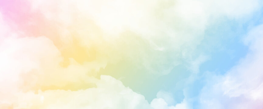 Beautiful feather clouds on pastel sky with copy space. Picturesque view of pastel sky with fluffy clouds