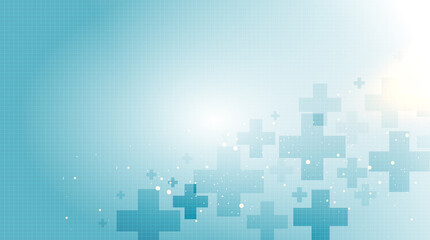 Blue medical plus sign health abstract background.