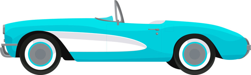 Blue classic corvette car. View side. Vector illustration - obrazy, fototapety, plakaty