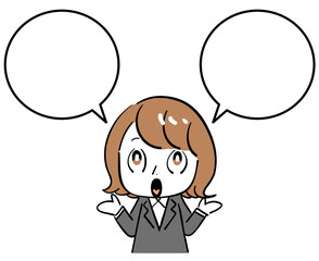 女性　スーツ　選択肢　吹き出し