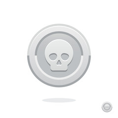 Silver medal. Coin icon. Poison. Game coin. Coin with the skull. Graphic user interface design element. Game coin. Money symbol. Game elements. Bank payment symbol. Game purchases. Financial. purchase