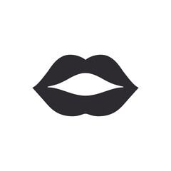 Lips icon. Sexy lips. Female lips . Open mouth. Vector illustration. Expressions facial.  Pouting lips. Kiss. Lip stencil. Mouth silhouette. Love sign. Kiss sticker.