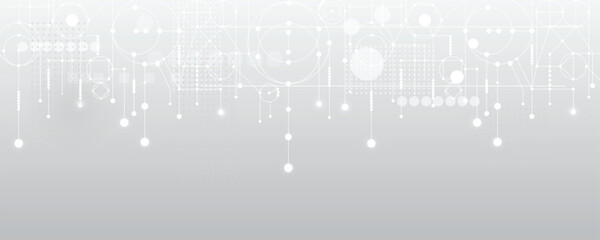 Grey white Abstract technology background, Hi tech digital connect, communication, High technology concept, Science, technology background