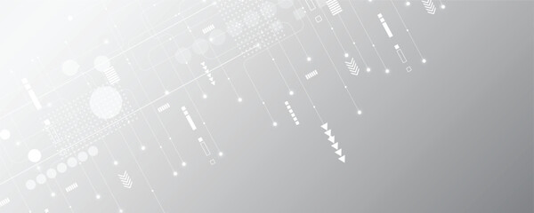 Grey white Abstract technology background, Hi tech digital connect, communication, High technology concept, Science, technology background