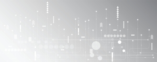 Grey white Abstract technology background, Hi tech digital connect, communication, High technology concept, Science, technology background