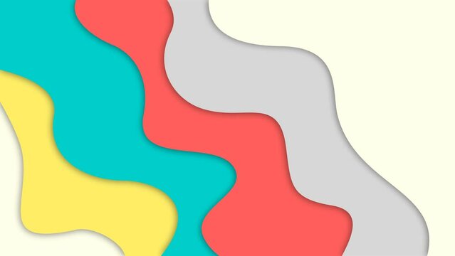 Seamless colors background animation in 4k resolution. Yellow, blue, red, and grey background swaying like waves