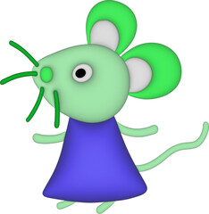 3d green cute mouse
