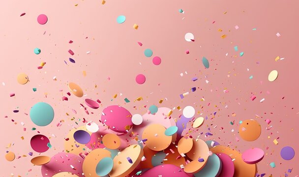  a pink background with confetti and confetti on the bottom of the image and confetti on the bottom of the image.  generative ai