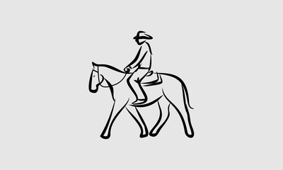 Fototapeta na wymiar Line art horseman logo design
