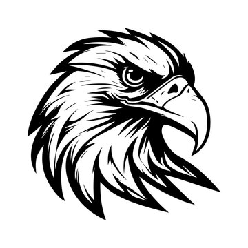 Black and White Eagle Head for Logo Design, Generative AI