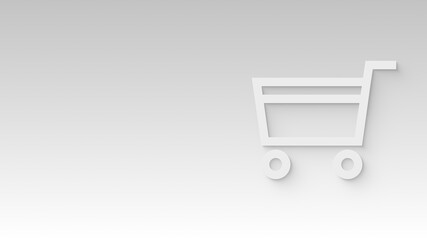 Shopping Cart Abstract Icon Modern Clean Presentation Background with Soft Shadow and Copy Space
