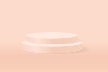 realistic 3d podium with a semi-circle backdrop. Abstract vector rendering geometric platform. Product display presentation. Minimal scene