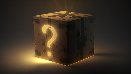 Abstract Mystery gift box with question mark - Mystery Box - Generative AI	
