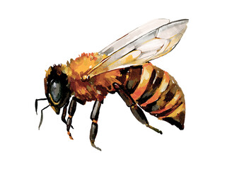Watercolor illustration with hand painted bee.. High quality illustration