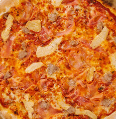 Pizza Meat close up background or texture