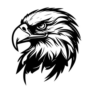 Black and White Eagle Head for Logo Design, Generative AI