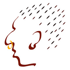 creative image of a black man with an earring in his nose, brown outline on a white background