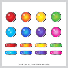 vector glossy web buttons set in different colors