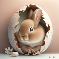Easter bunny hiding in Easter egg