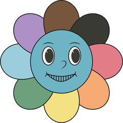 Groovy rainbow funny flower illustration LGBTQ symbol New design