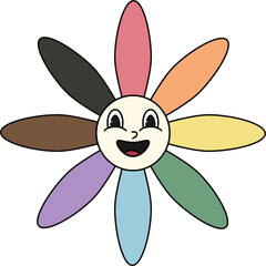 Groovy rainbow funny flower illustration LGBTQ symbol New design