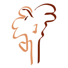 Obraz premium creative image of a man's head with an open mouth, profile, brown abstract outline on a white background, shout or surprise