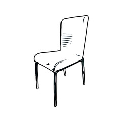 Black and white sketch of a chair with transparent background