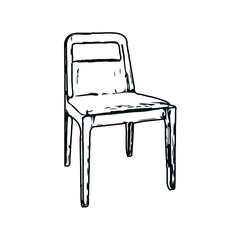 Black and white sketch of a chair with transparent background