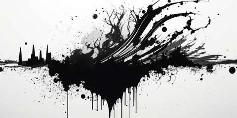 Obraz premium Chaos in Monochrome: A Story of Ink Splatters