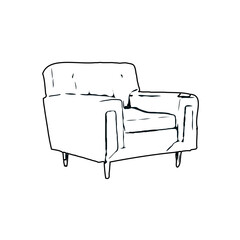 Black and white sketch of a chair with transparent background