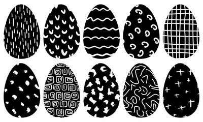 Set of Easter eggs. Stencil of eggs.