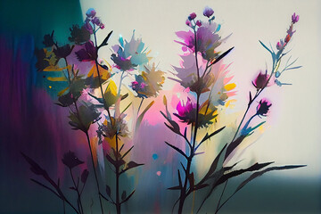 Colorful Pastel Abstract Wildflowers - AI Generative