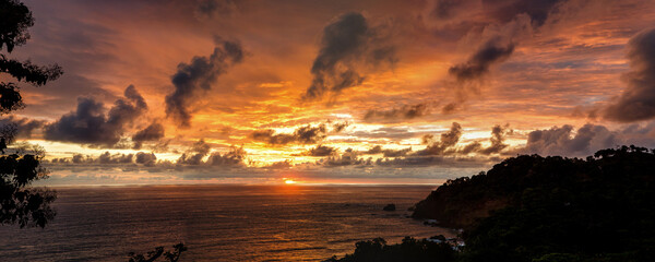 Panorama stitch of the sunset in Manuel Antonio in Costa Rica