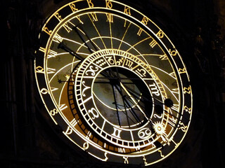 Naklejka premium Prague Astronomical Clock, or Praga Orloj, medieval astronomical clock located in Prague, Czech Republic.