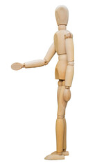 Wooden jointed figure posed as if about to shake hands