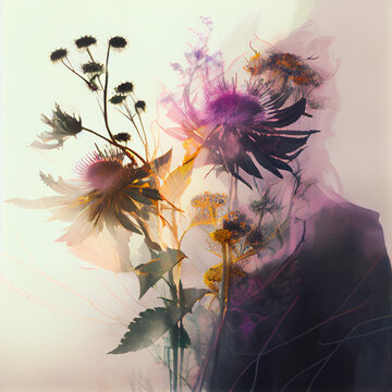 Colorful Pastel Abstract Wildflowers - AI Generative