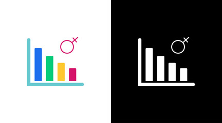 female gender decrease infographic data analysis colorful icon design chart bar