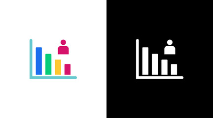 career employee decrease marketing infographic data analysis colorful icon design chart bar
