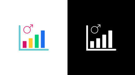 male gender increase infographic data analysis colorful icon design chart bar